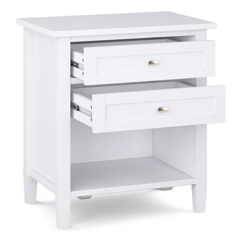 Simpli Home Warm Shaker 24"W Solid Wood Bedside Table with Two Drawers