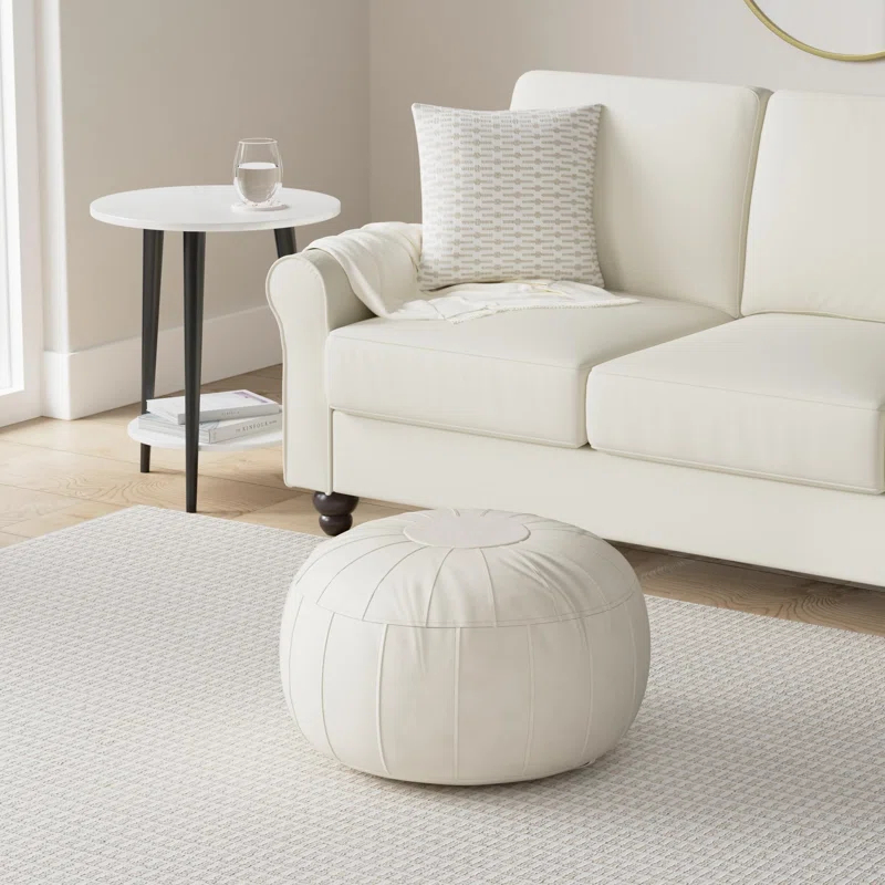 Unstuffed Handmade Moroccan Round Pouf Foot Stool Ottoman Seat Faux Leather Large Storage Bean Bag Floor Chair Foot Rest For Living Room, Bedroom Or Wedding Gifts