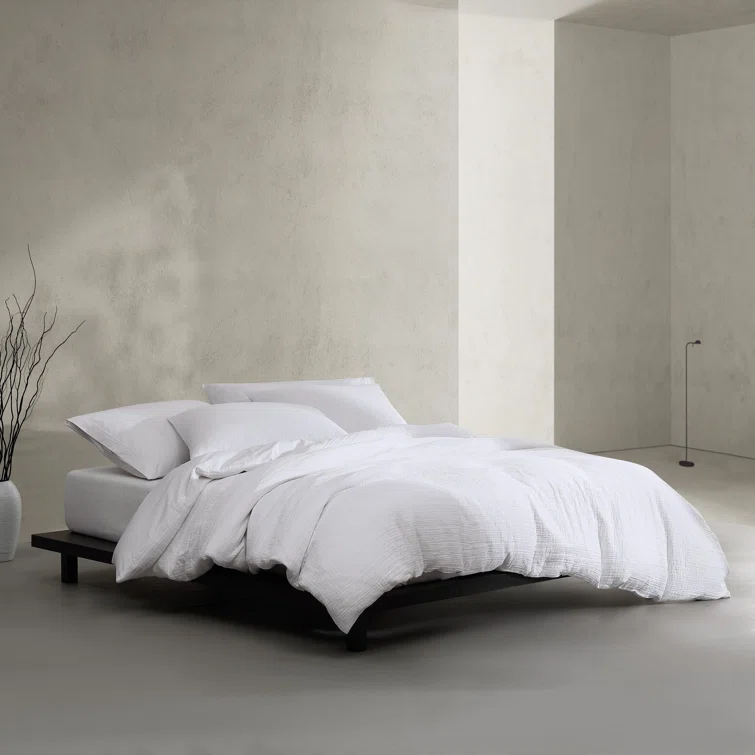 Calvin Klein Washed Texture Solid Cotton Duvet Cover Set