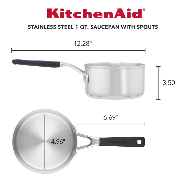 KitchenAid® KitchenAid Stainless Steel Induction Sauce Pan with Pour Spouts, 1 Quart
