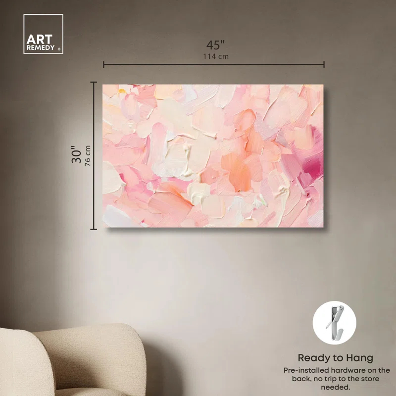 Art Remedy Morning Meadows Blush Coral Lands Canvas Pastel Abstract Art by Art Remedy