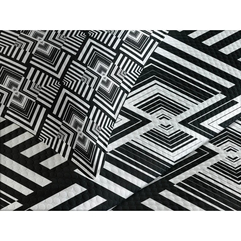 Ambesonne Ambesonne Black and White Bedspread Set Geometric Art Black White