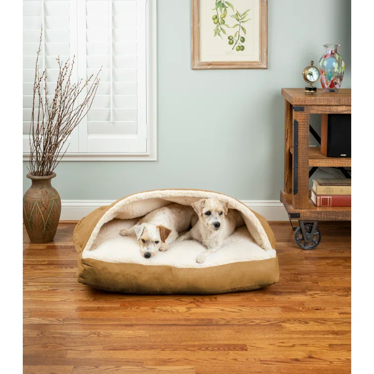 Snoozer Pet Products Snoozer Microsuede Rectangle Cozy Cave Hooded Dog Bed