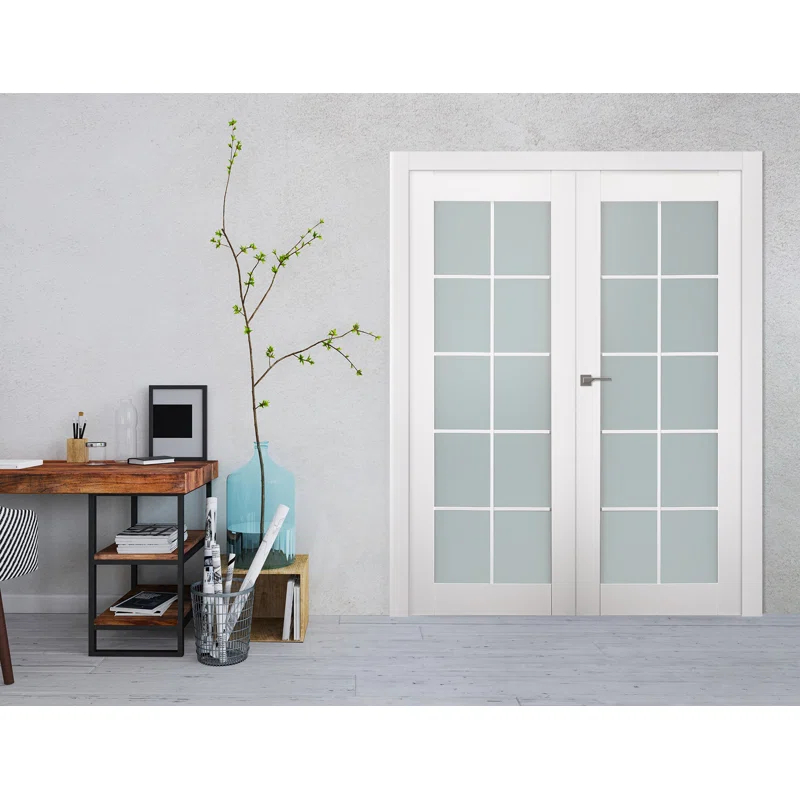 Belldinni Smart Pro 10 Lite Solid Manufactured Wood and Glass Paneled French Door