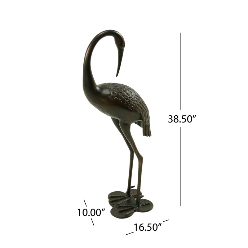 Rosecliff Heights Outdoor Aluminum Crane Garden Statue  (Set Of 2) (Set of 2)