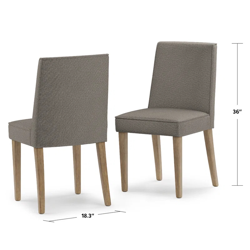 Simpli Home Bartow Woven Fabric Upholstered Dining Chair with Piping Detail in Contemporary Style (Set of 2) (Set of 2)