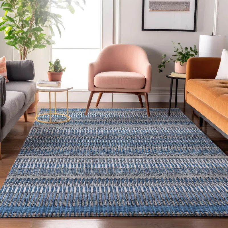 Premium Machine Washable Cerrito AMF589 Blue Rug