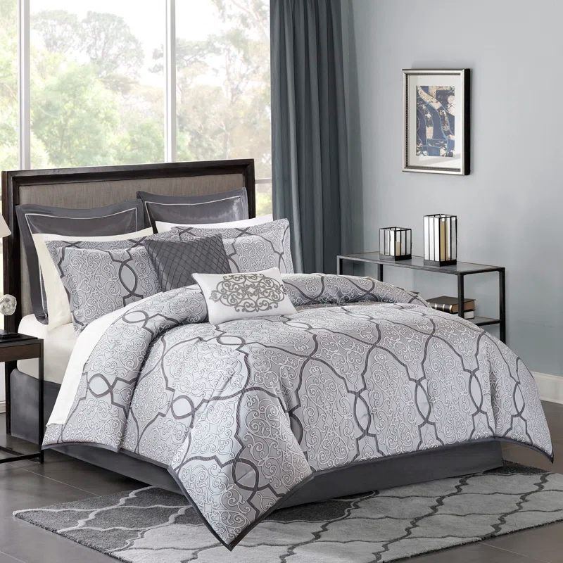 Madison Park Lavine 12 Piece Comforter Set with Cotton Bed Sheets