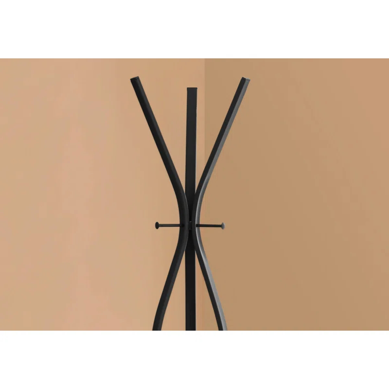 Winston Porter Coat Rack, Hall Tree, Free Standing, 3 Hooks, Entryway, 72"H, , Black Metal, Contemporary,
