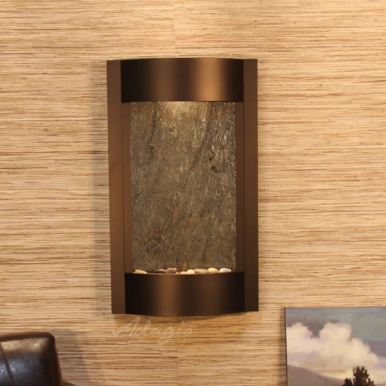 Adagio Fountains Serene Waters Natural Stone/Metal Wall Fountain with Light & Reviews | Wayfair