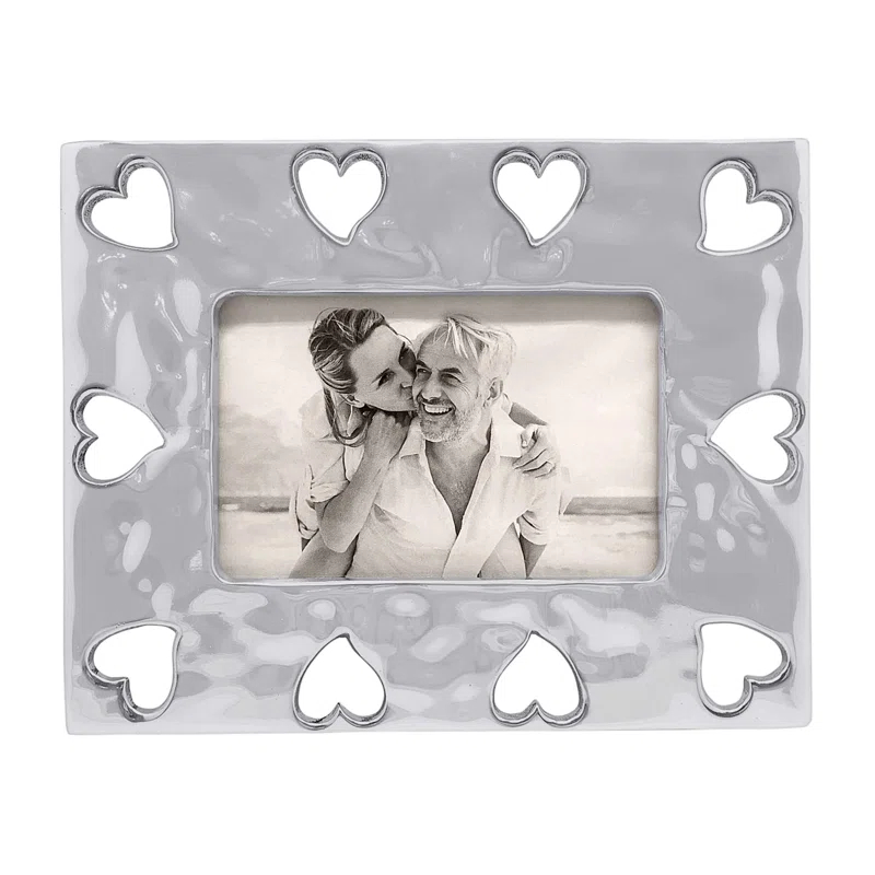 Mariposa First Comes Love Silver Metal Embossed Picture Frame