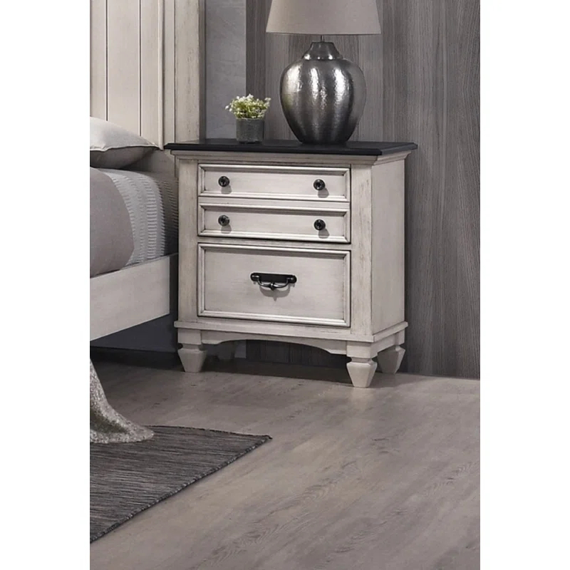 August Grove® Beautiful Two-Tone Finish 1-Pc Nightstand End Table