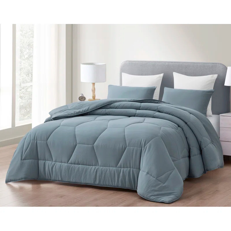 Chezmoi Collection Washed Microfiber Bedding Honeycomb Comforter Set