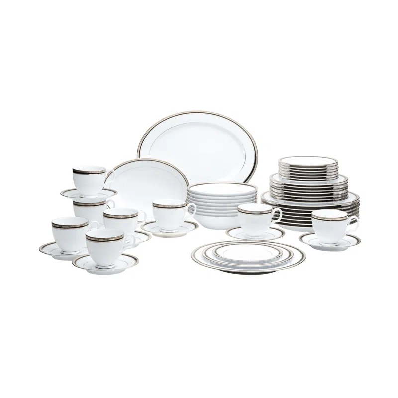 Noritake Noritake Austin Platinum 50-Piece Dinnerware Set, Service for 8