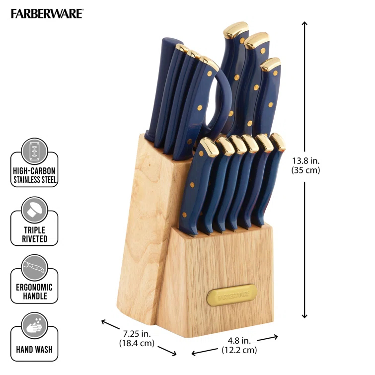 Farberware Farberware 15-Piece Triple Riveted Knife Block Set