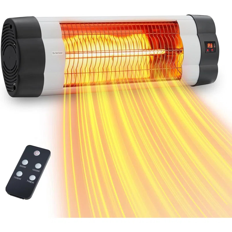 gaomon Wall-Mounted Electric Patio Heater, with 3 Heat Levels(500/1000/1500W)