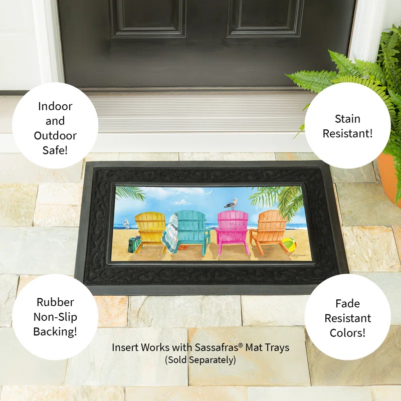 Evergreen Enterprises, Inc Beach Nautical Chairs Sassafras Switch 22 in. x 10 in. Non-Slip Indoor Door Mat