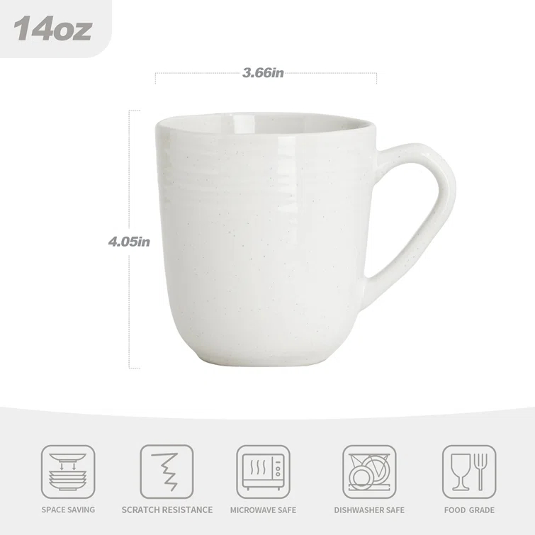Evansburg 14oz Stoneware Coffee Mug- Service for 4 (Set of 4)