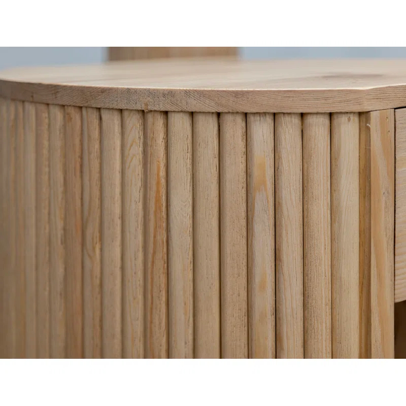Benjara Izya 74 Inch Cocktail Coffee Table, Reeded Fluted Base, Brown Solid Wood