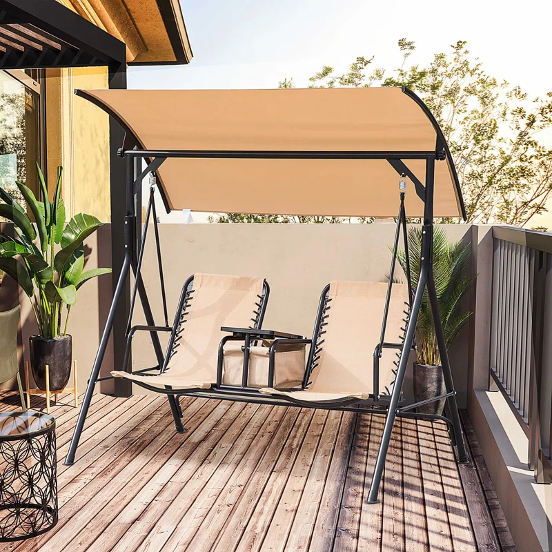 Arlmont & Co. 2-Seat Patio Swing Chair, Outdoor Canopy Swing Glider