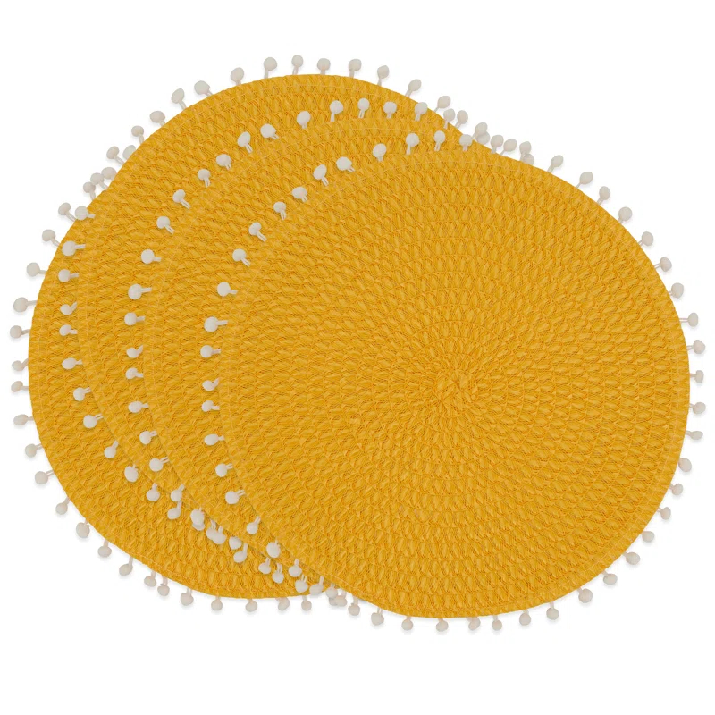 Saro Brielle Collection Polypropylene Plastic No Pattern Round Placemat (Set of 4)