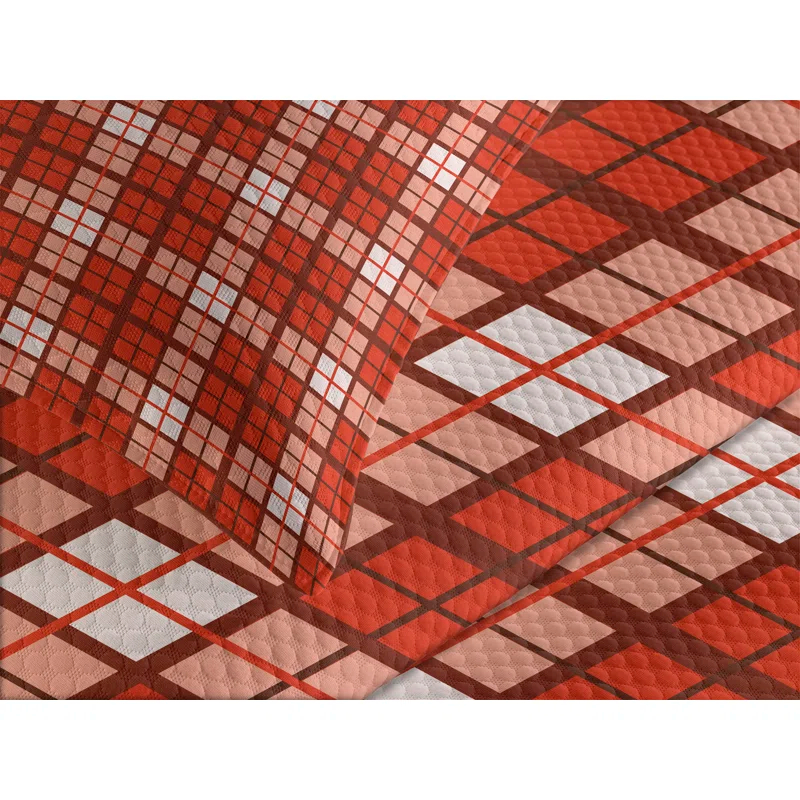 Ambesonne Ambesonne Plaid Bedspread Set Vintage Tartan Motif Vermilion White