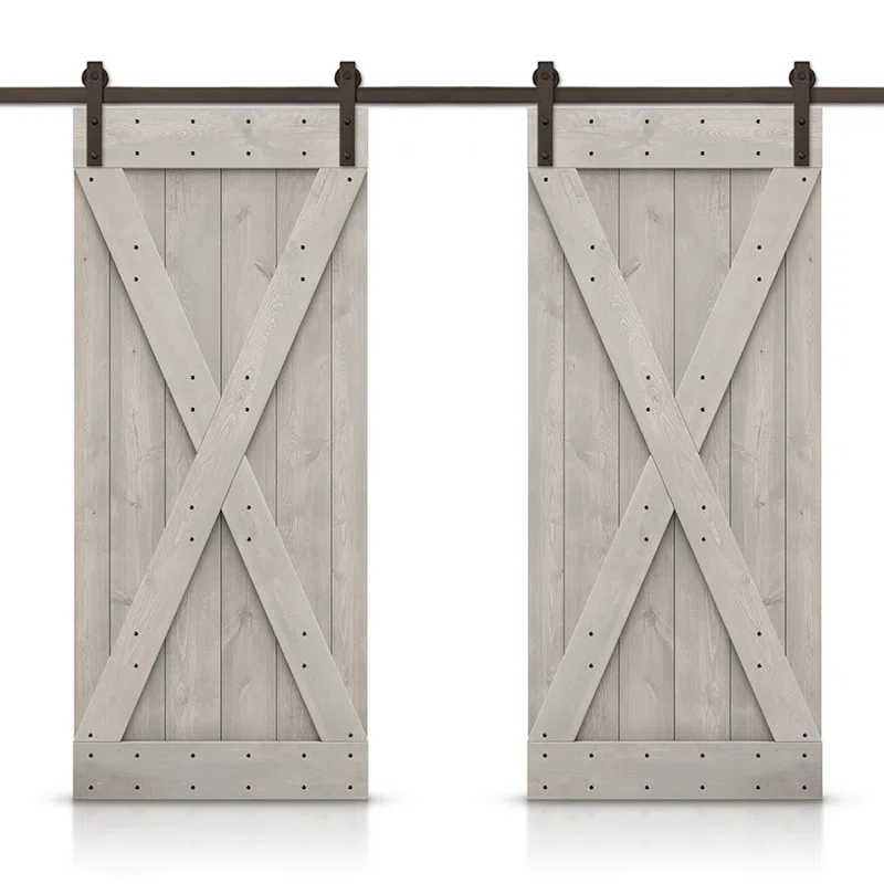 Calhome 84'' Solid Wood Paneled Painted with Installation Hardware Kit Barn Door