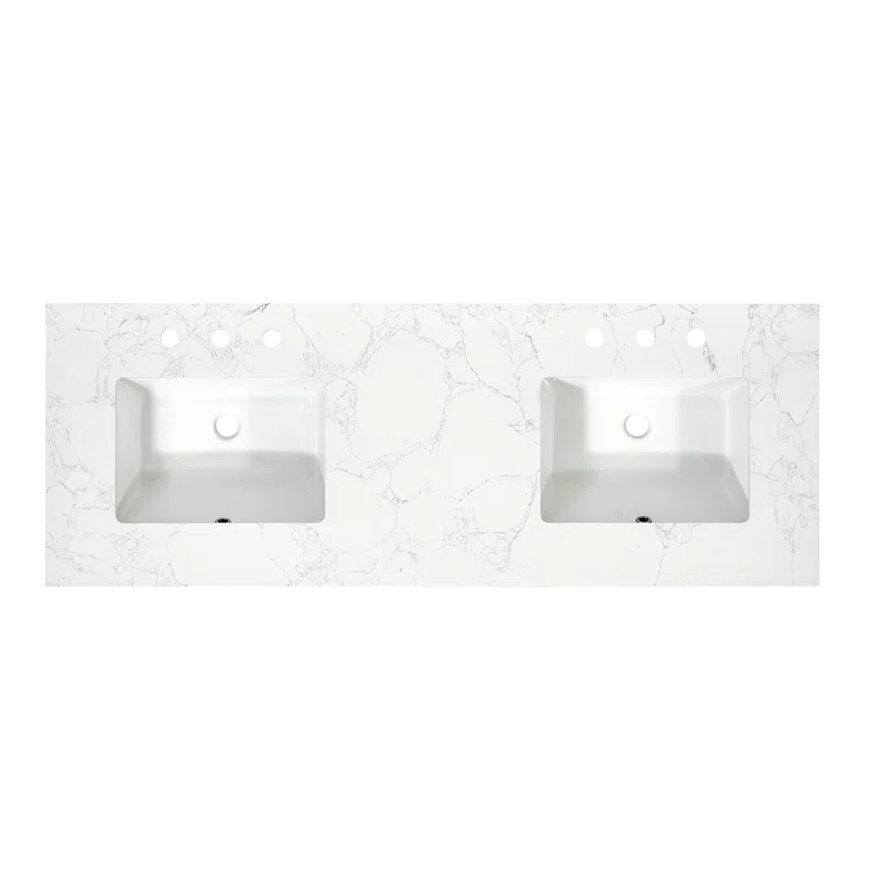 Ceres 61" Engineered Stone Double Bathroom Vanity Top with Sink
