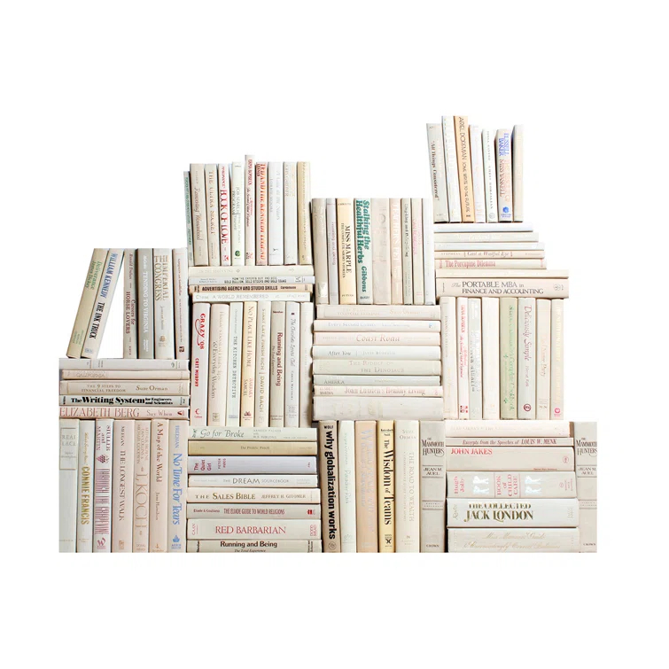 Modern Off-White Hardback Book Wall Decor Set of 100
