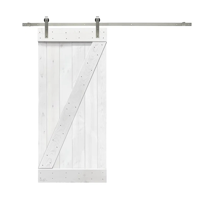 Calhome 84'' Solid + Manufactured Wood Paneled Painted with Installation Hardware Kit Barn Door