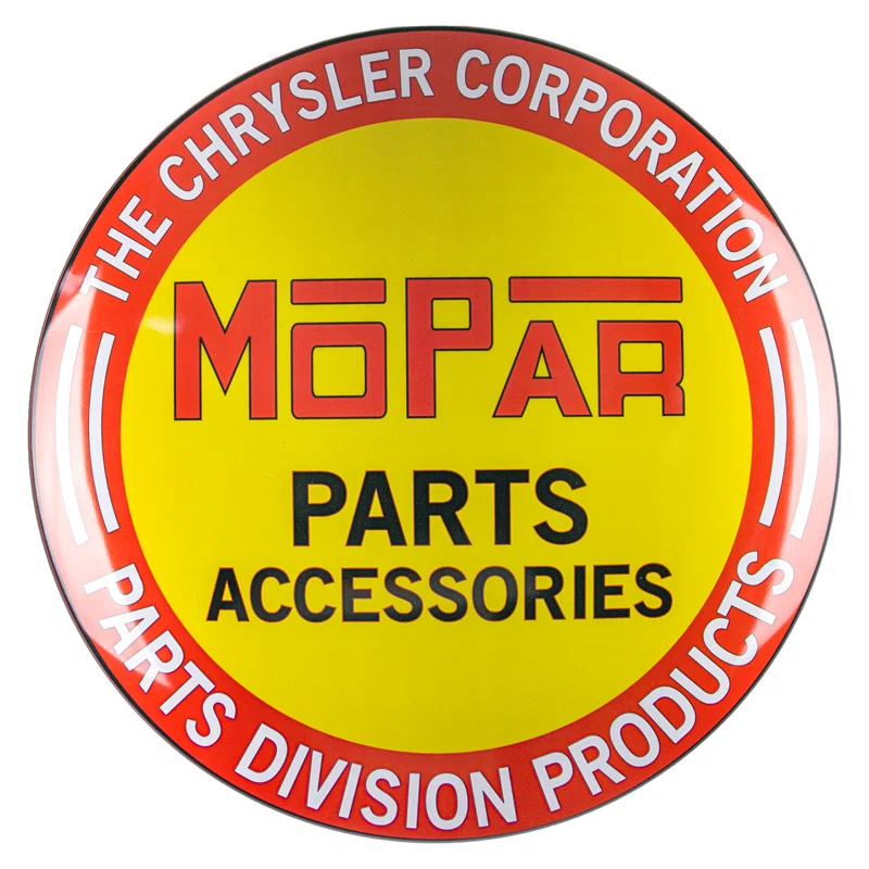 American Art Decor Mancave Round American Art Decor Mopar Dome Metal Sign Wall Decor - 15.5" x 15.5" x 3"