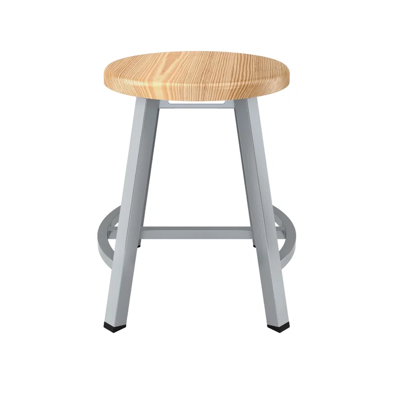 National Public Seating Fixed Height Industrial/Shop Stool, Butcher Block Seat