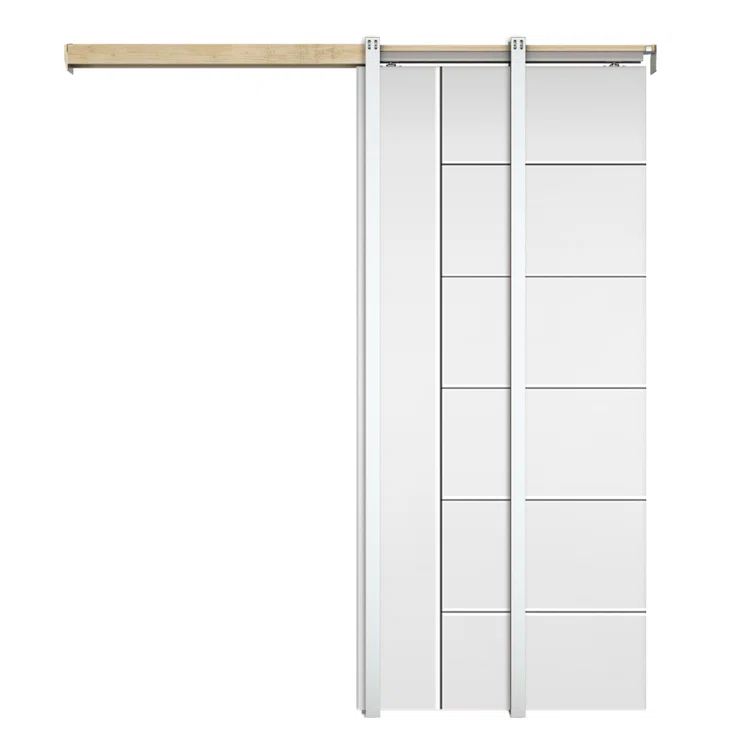 Calhome 80'' Hollow Paneled Primed Sliding Closet Doors