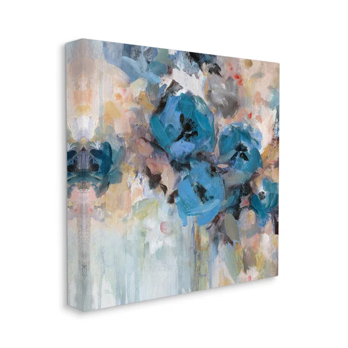 Stupell Industries " Contemporary Blue Flowers Arrangement Impressionist Brushstrokes " by Carol Robinson Painting Print