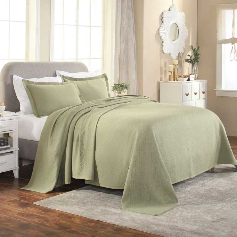 Superior Superior Cotton All Season Basketweave Medium Weight Bedspread Set with Shams
