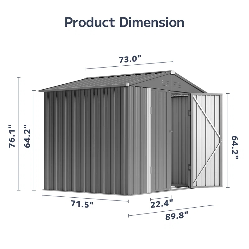 Bealife 8 ft. W x 6 ft. D Outdoor Storage Shed