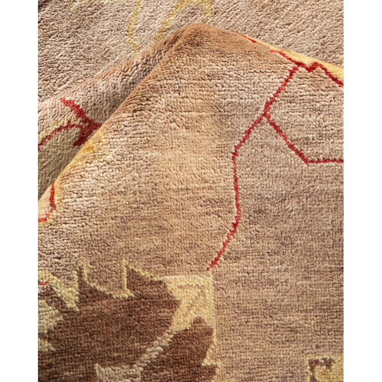 Isabelline Sarria One-of-a-Kind 9' 4" X 12' 2" 2000s Wool Area Rug in Beige