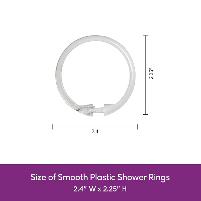 Kenney Wayfair Basics Smooth Shower Rings Round Plastic Shower Curtain Rings (Set of 12)