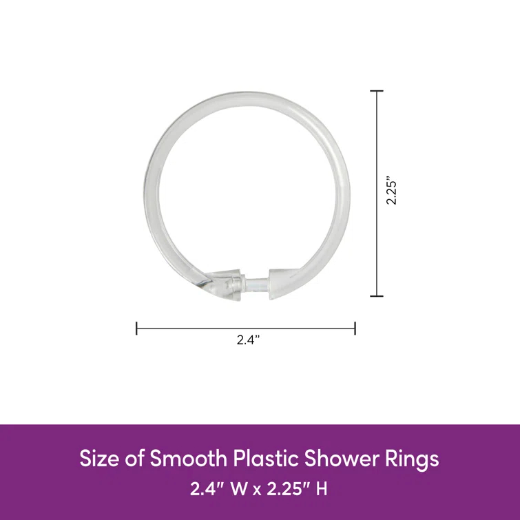 Kenney Wayfair Basics Smooth Shower Rings Round Plastic Shower Curtain Rings (Set of 12)