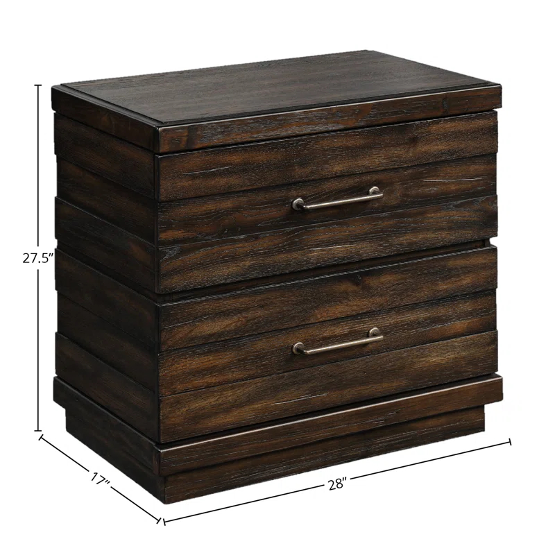 17 Stories Industrial Farmhouse Designed 2 Drawer Nightstand