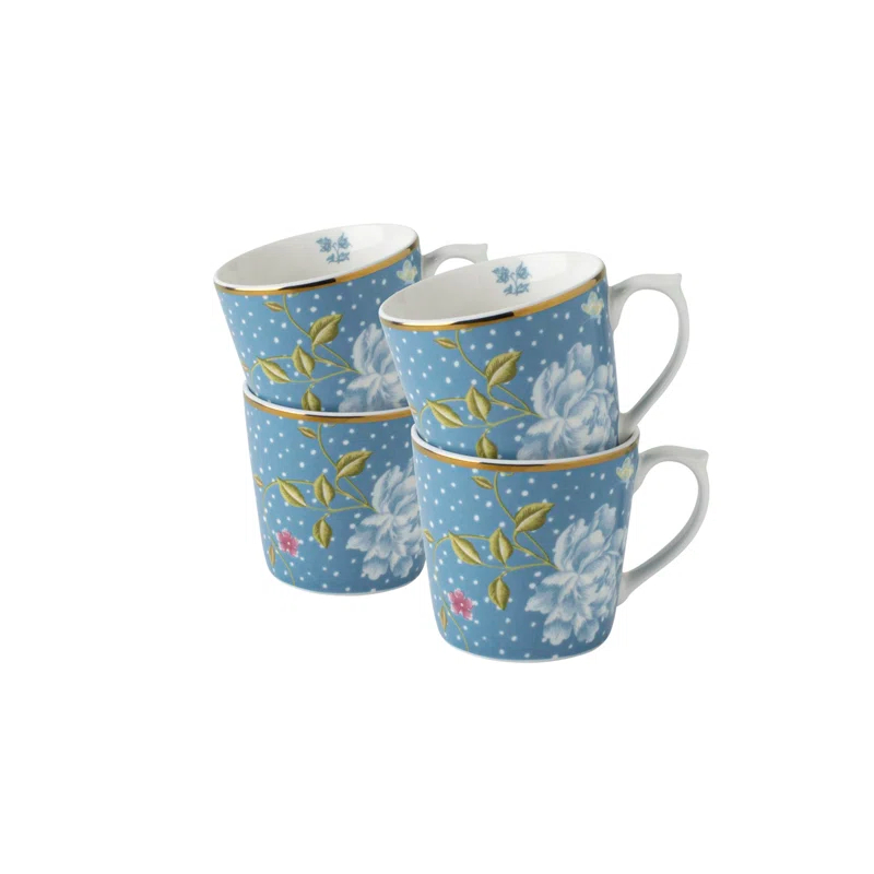 Laura Ashley Heritage Collectables Set/4 Mugs 10.82 Oz Seaspray Uni In Giftbox (Set of 4)