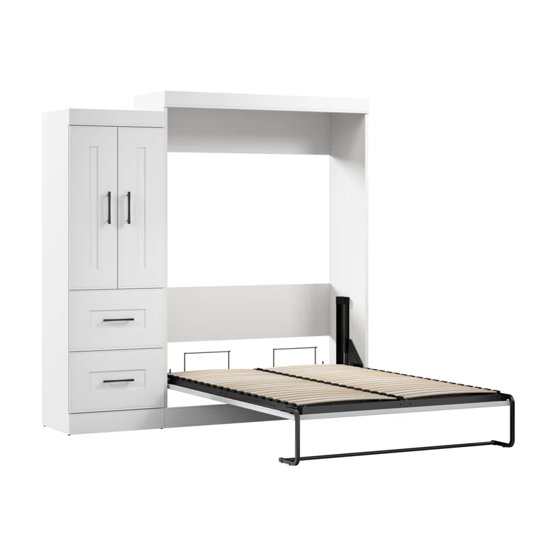 Bestar Edge Murphy Storage Bed and Shelving with Doors and Drawers