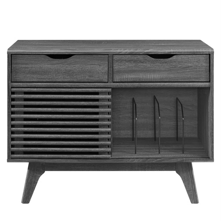 Modway Modway Render Mid-Century Modern 37" Vinyl Record Display Stand with Drawers