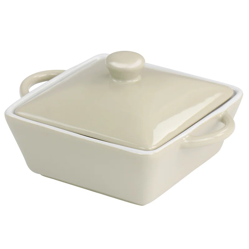 Martha Stewart Martha Stewart Mini Stoneware Casserole With Lid In Beige