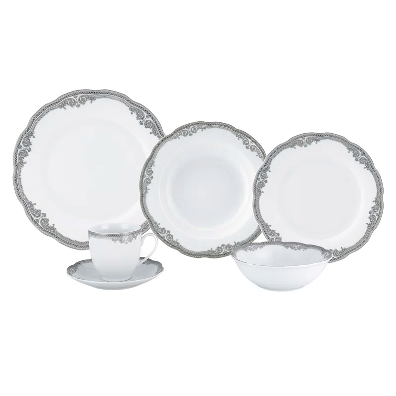Lorren Home Trends 24 Piece Porcelain China Dinnerware Set - Service for 4