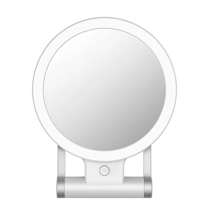 IMPRESSIONS VANITY · COMPANY Focus Tri Tone Travel Makeup Mirror with LED Lights, Dual Sided 10x Magnifying Mirror with 360 Tilt