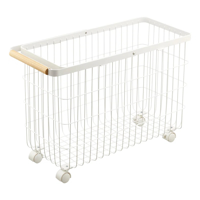 Yamazaki Home Rolling Basket (14.8" H) - Steel, Steel, 9.2 Gallons, 35L, Holds 11 Lbs