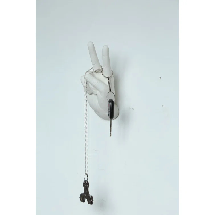 Wrought Studio™ Serap White Peace Hand Wall Mount - 8.5" tall