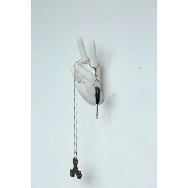 Wrought Studio™ Serap White Peace Hand Wall Mount - 8.5" tall