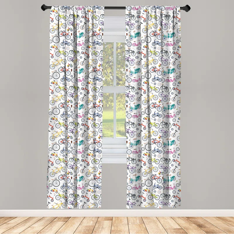 Ambesonne Semi-Sheer Rod Pocket Sliding Panel (Set of 2)